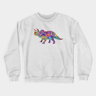 Triceratops dinosaur watercolor art Crewneck Sweatshirt